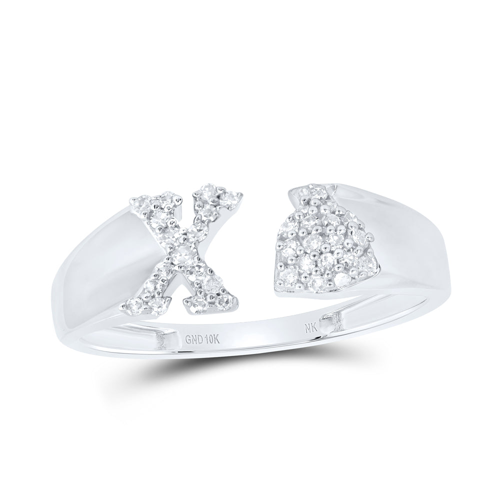1/8Ctw-Nat Dia Nk Gift Initial "X" Ladies Ring (1.77 grams)