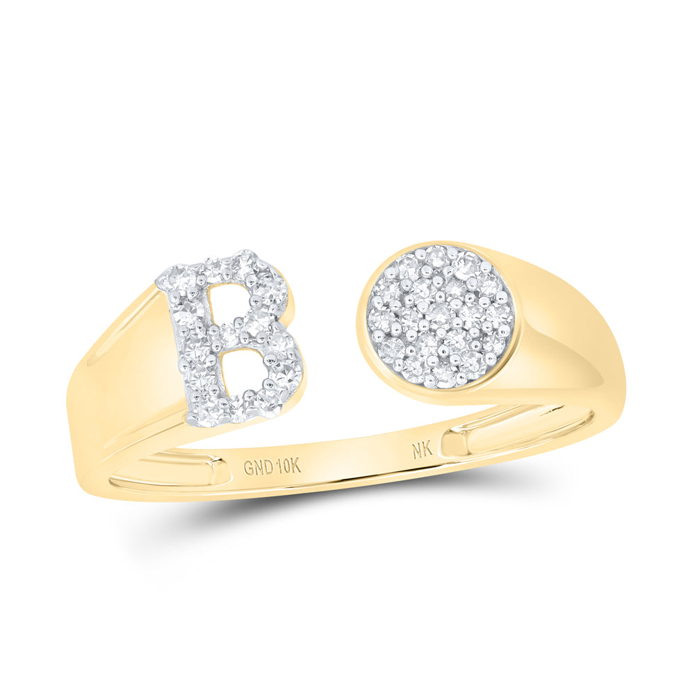 1/6Ctw-Nat Dia Nk Gift Initial "B" Round Ladies Ring (1.5 grams)
