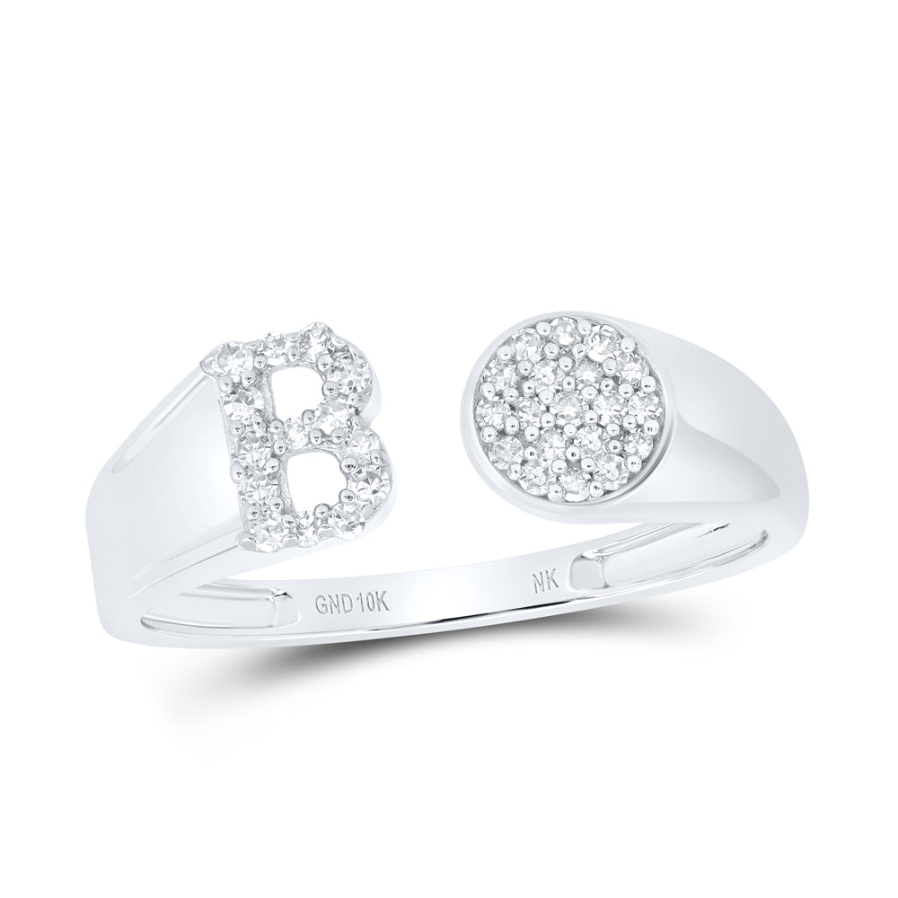 1/6Ctw-Nat Dia Nk Gift Initial "B" Round Ladies Ring (1.46 grams)