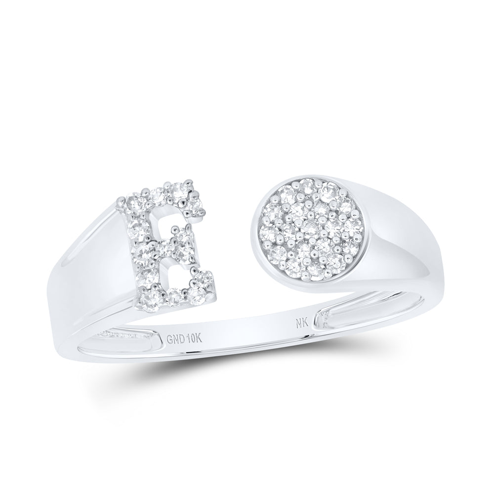 1/8Ctw-Nat Dia Nk Gift Initial "E" Round Ladies Ring (1.65 grams)
