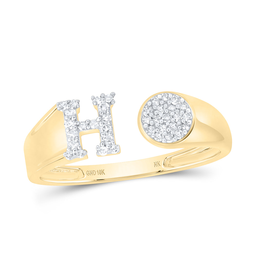 1/6Ctw-Nat Dia Nk Gift Initial "H"  Round Ladies Ring (1.63 grams)