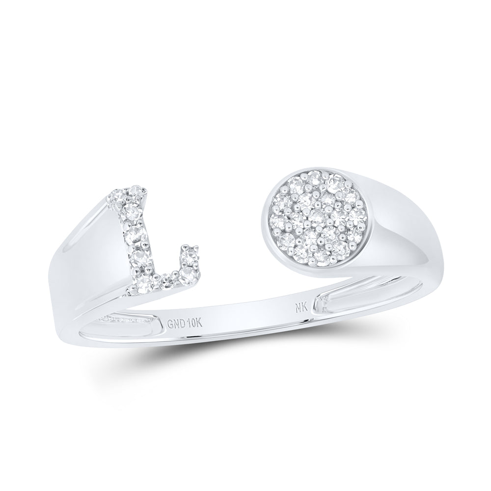 1/8Ctw-Nat Dia Nk Gift Initial "L" Round Ladies Ring (1.55 grams)