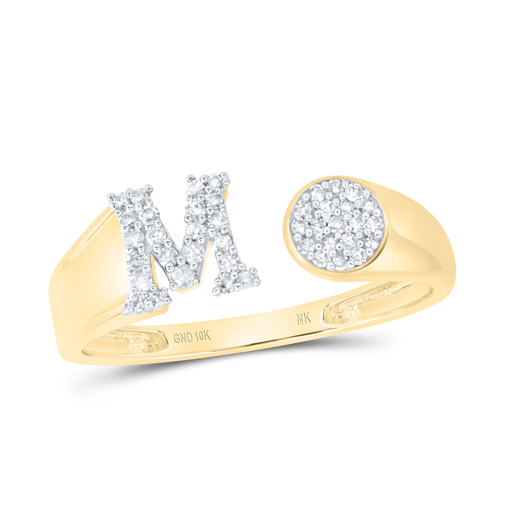 1/6Ctw-Nat Dia Nk Gift Initial "M" Round Ladies Ring (1.68 grams)