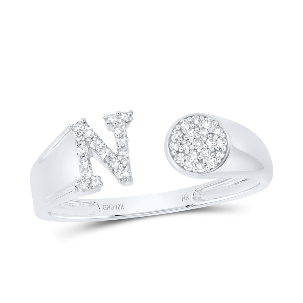 1/6Ctw-Nat Dia Nk Gift Initial "N" Round Ladies Ring (1.76 grams)