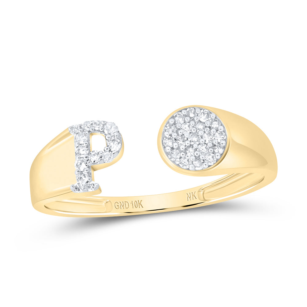 1/8Ctw-Nat Dia Nk Gift Initial "P" Round Ladies Ring (1.51 grams)