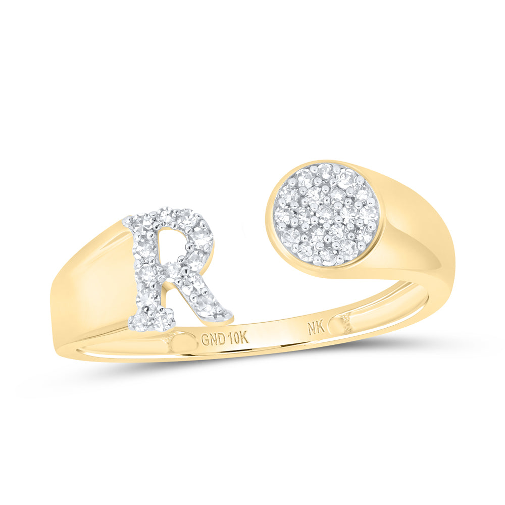 1/8Ctw-Nat Dia Nk Gift Initial "R" Round Ladies Ring (1.63 grams)