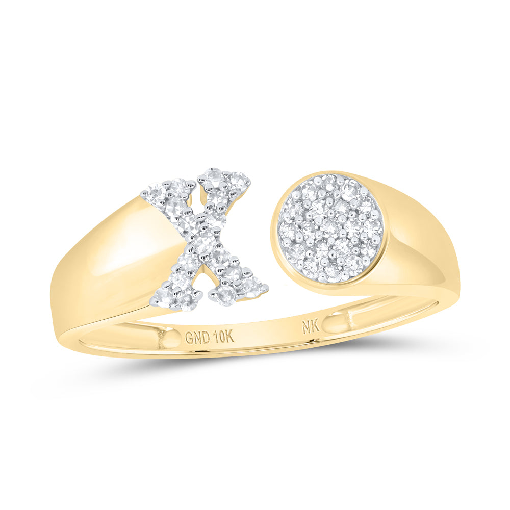 1/8Ctw-Nat Dia Nk Gift Initial "X" Round Ladies Ring (1.75 grams)