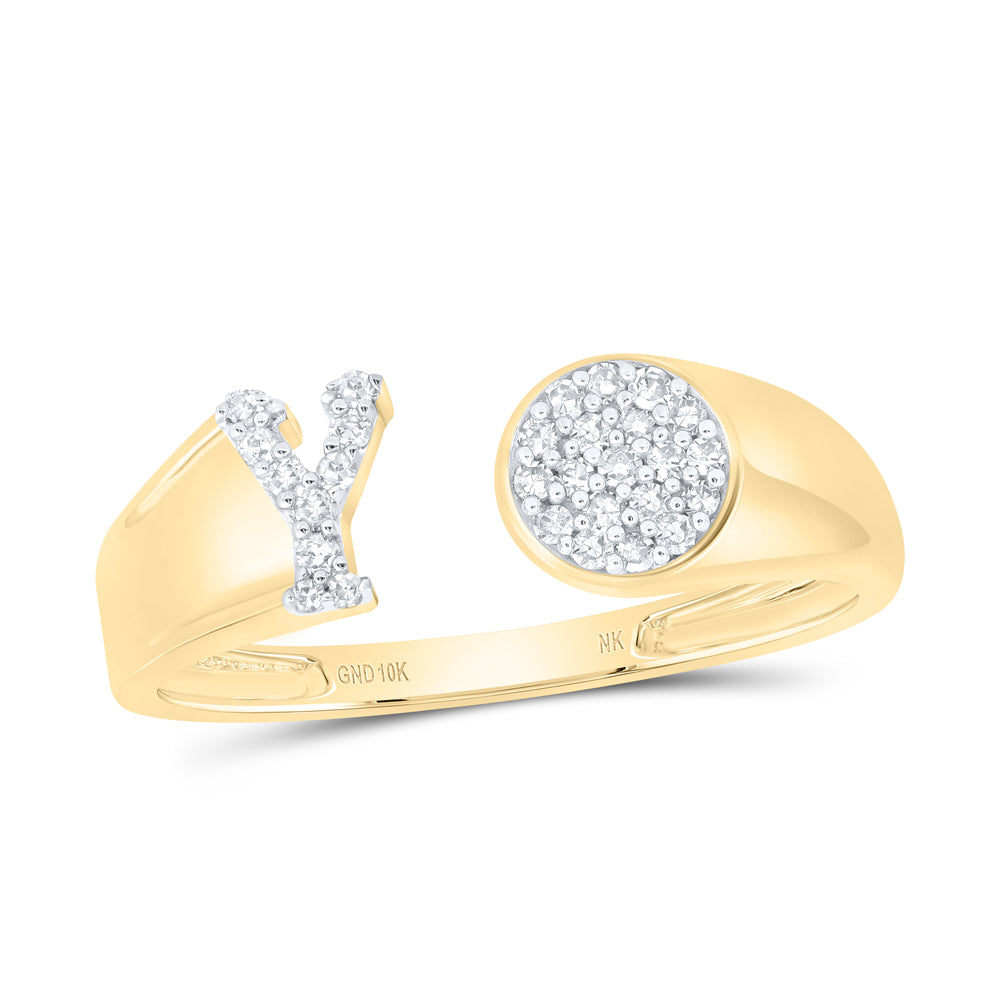 1/8Ctw-Nat Dia Nk Gift Initial "Y" Round Ladies Ring (1.47 grams)