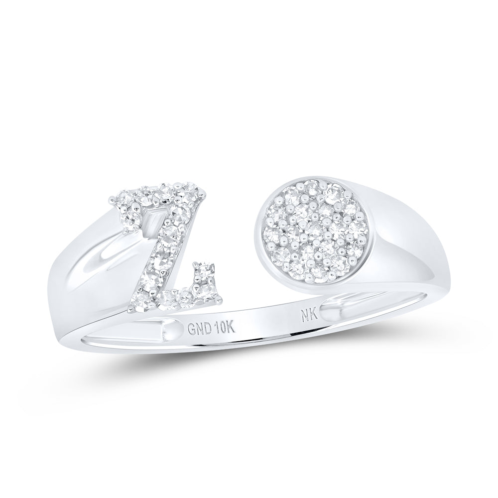 1/8Ctw-Nat Dia Nk Gift Initial "Z" Round Ladies Ring (1.53 grams)