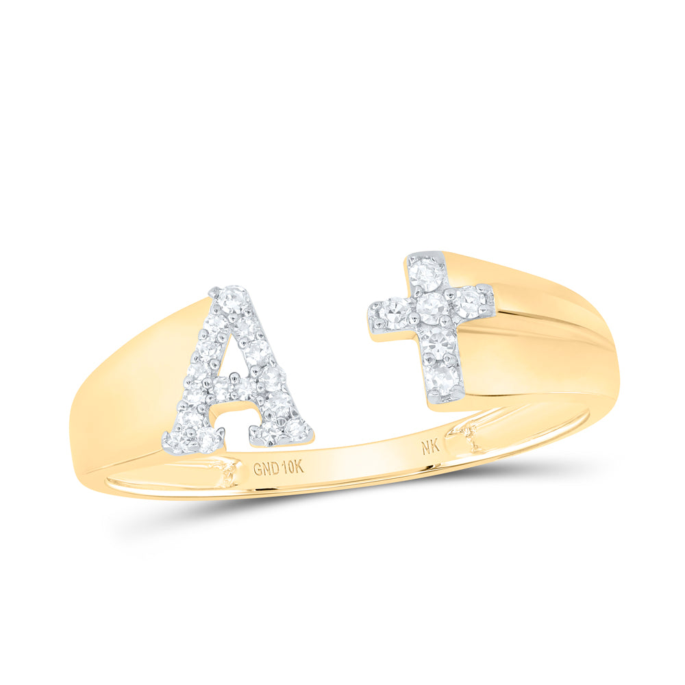 1/10Ctw-Nat Dia Nk Gift Initial "A" Ladies Cross Ring (1.49 grams)