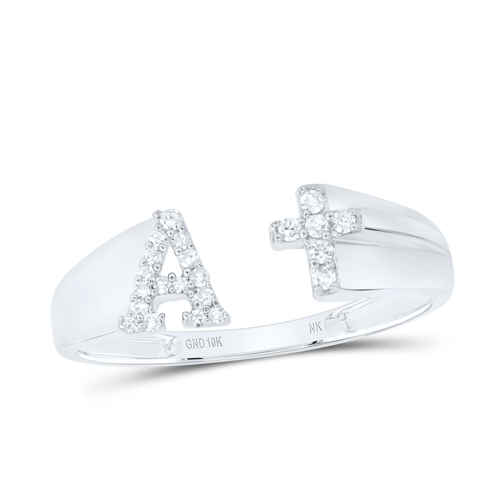 1/10Ctw-Nat Dia Nk Gift Initial "A" Ladies Cross Ring (1.43 grams)