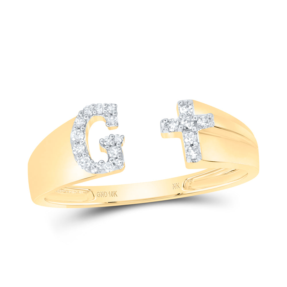 1/10Ctw-Nat Dia Nk Gift Initial "G" Ladies Cross Ring (1.38 grams)