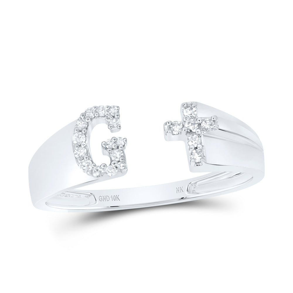1/10Ctw-Nat Dia Nk Gift Initial "G" Ladies Cross Ring (1.48 grams)