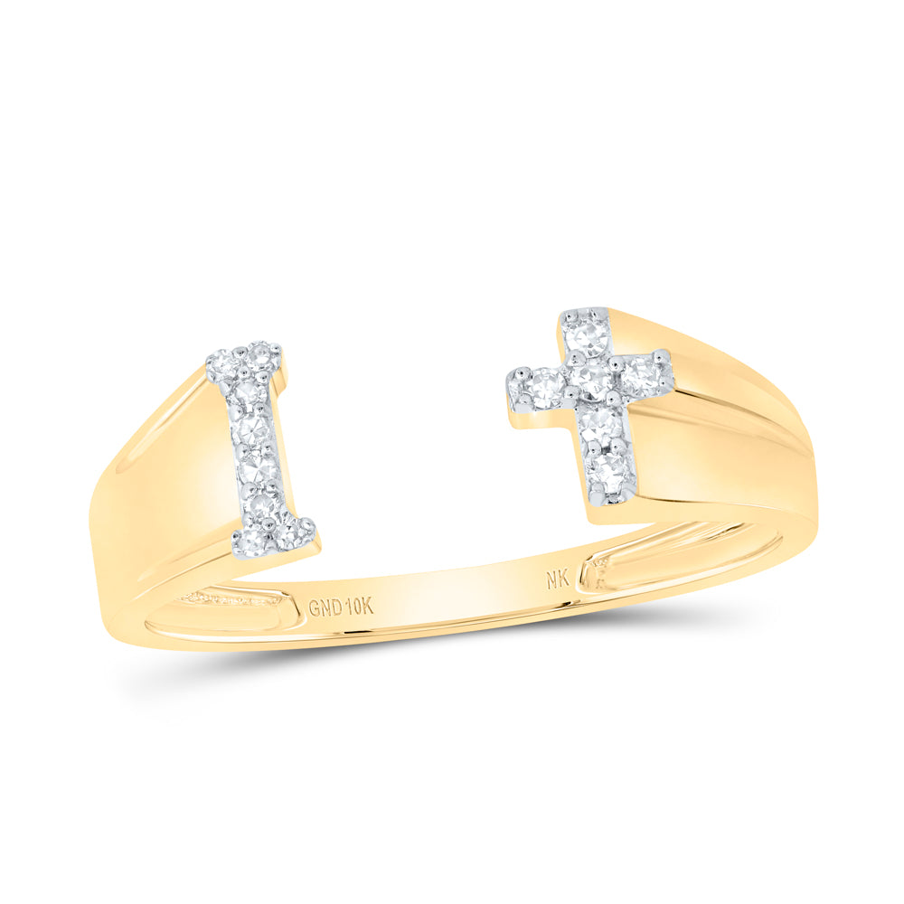 1/12Ctw-Nat Dia Nk Gift Initial "I" Ladies Cross Ring (1.46 grams)
