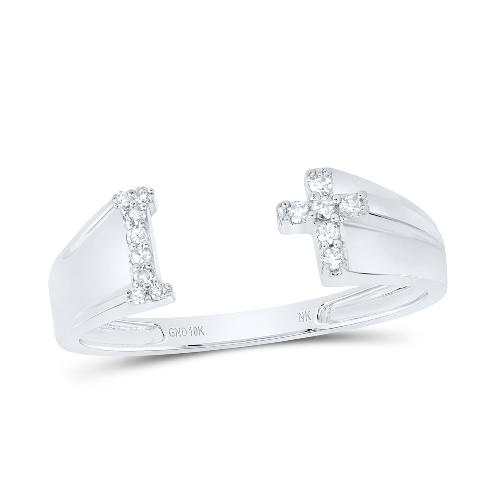 1/12Ctw-Nat Dia Nk Gift Initial "I" Ladies Cross Ring (1.44 grams)