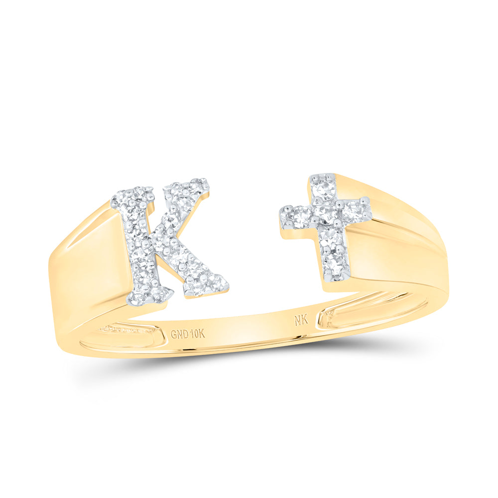 1/10Ctw-Nat Dia Nk Gift Initial "K" Ladies Cross Ring (1.56 grams)