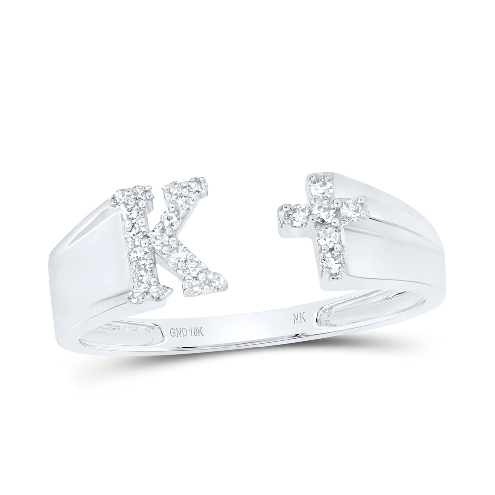 1/10Ctw-Nat Dia Nk Gift Initial "K" Ladies Cross Ring (1.57 grams)