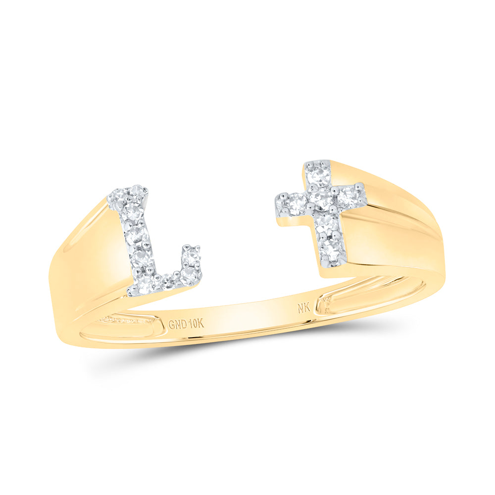 1/12Ctw-Nat Dia Nk Gift Initial "L" Ladies Cross Ring (1.26 grams)