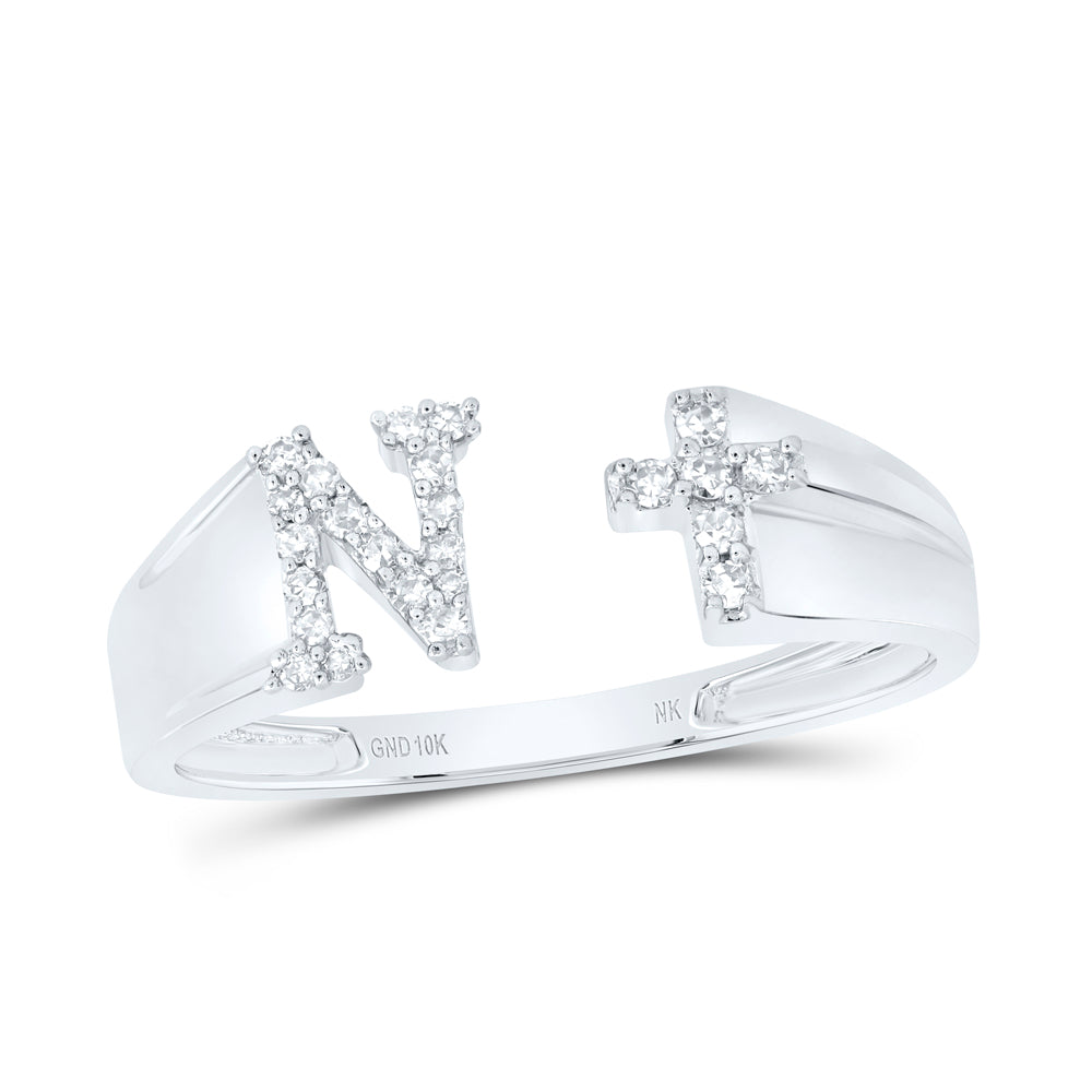 1/10Ctw-Nat Dia Nk Gift Initial "N" Ladies Cross Ring (1.68 grams)