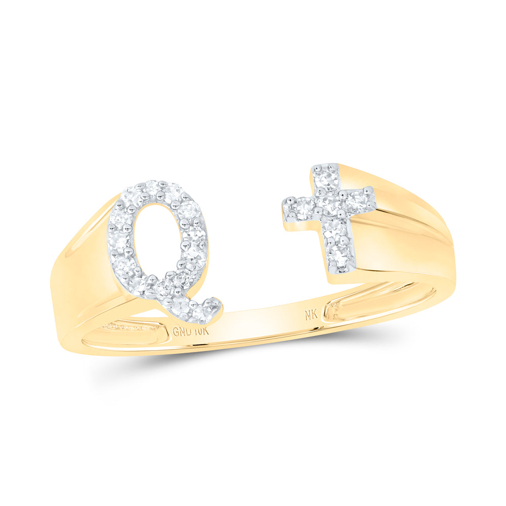 1/10Ctw-Nat Dia Nk Gift Initial "Q" Ladies Cross Ring (1.37 grams)
