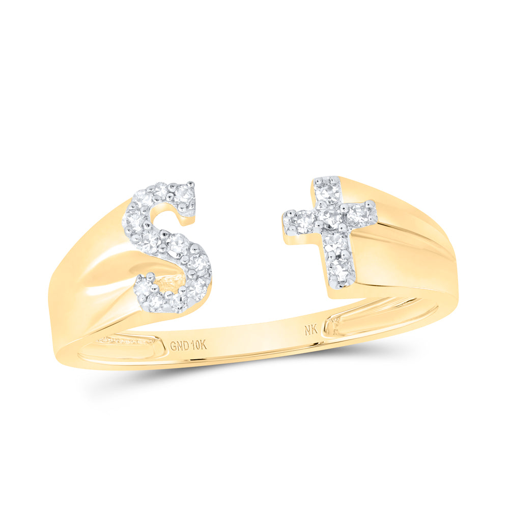 1/10Ctw-Nat Dia Nk Gift Initial "S" Ladies Cross Ring (1.51 grams)