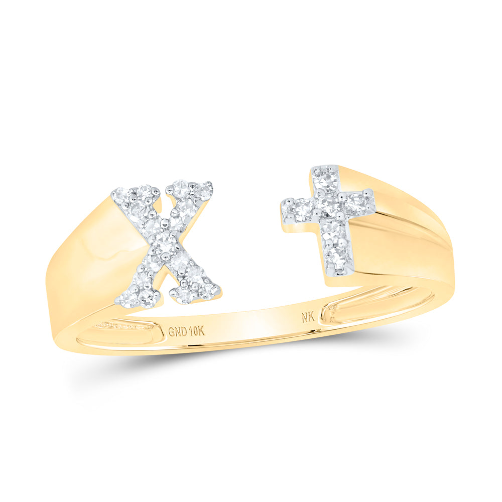 1/10Ctw-Nat Dia Nk Gift Initial "X" Ladies Cross Ring (1.54 grams)