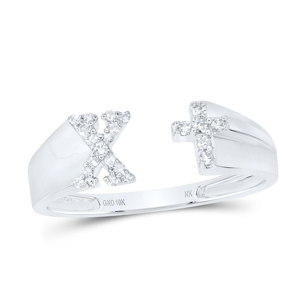 1/10Ctw-Nat Dia Nk Gift Initial "X" Ladies Cross Ring (1.74 grams)