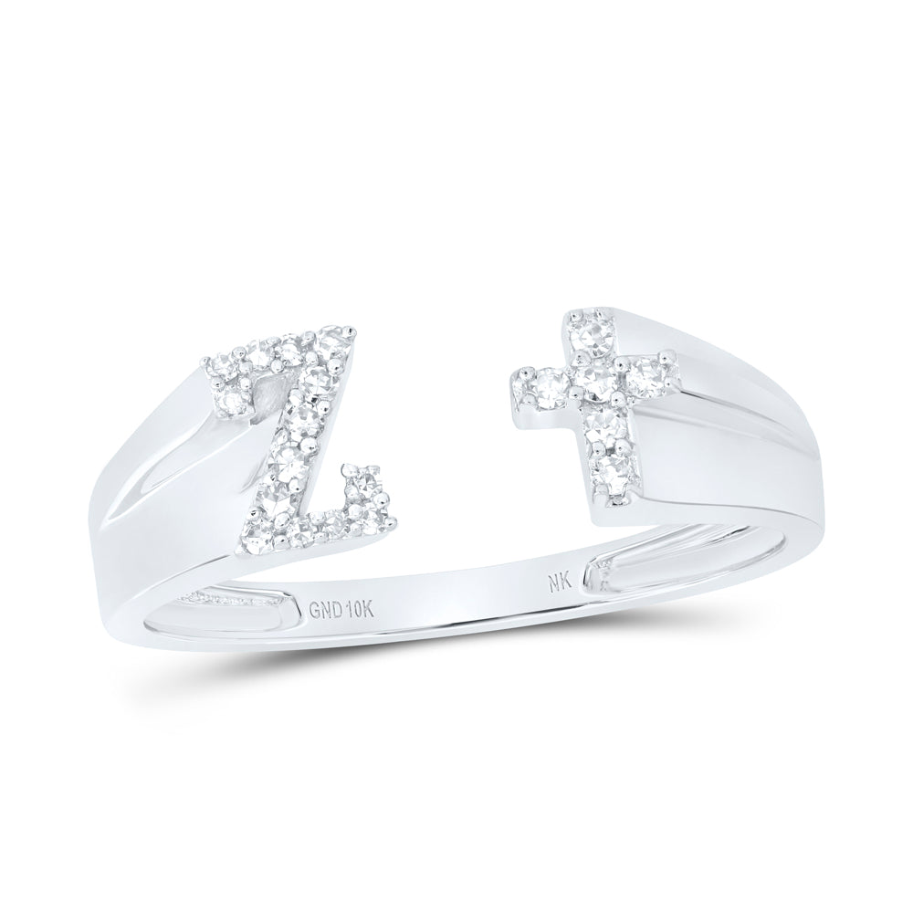 1/10Ctw-Nat Dia Nk Gift Initial "Z" Ladies Cross Ring (1.61 grams)