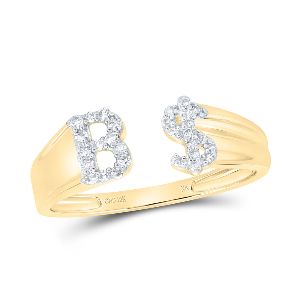 1/8Ctw-Nat Dia Nk Gift Initial "B" Ladies Dollar Ring (1.76 grams)