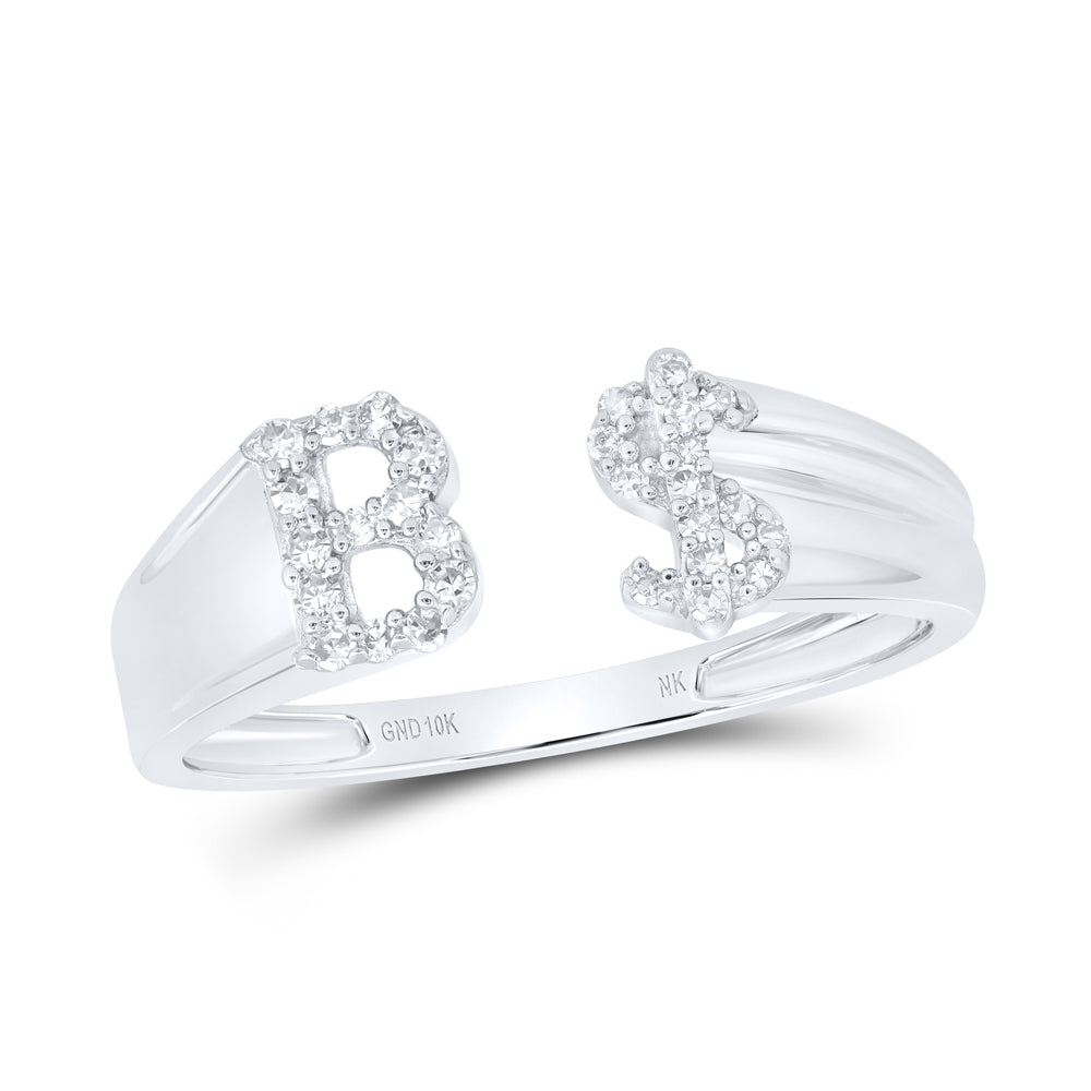 1/8Ctw-Nat Dia Nk Gift Initial "B" Ladies Dollar Ring (1.8 grams)