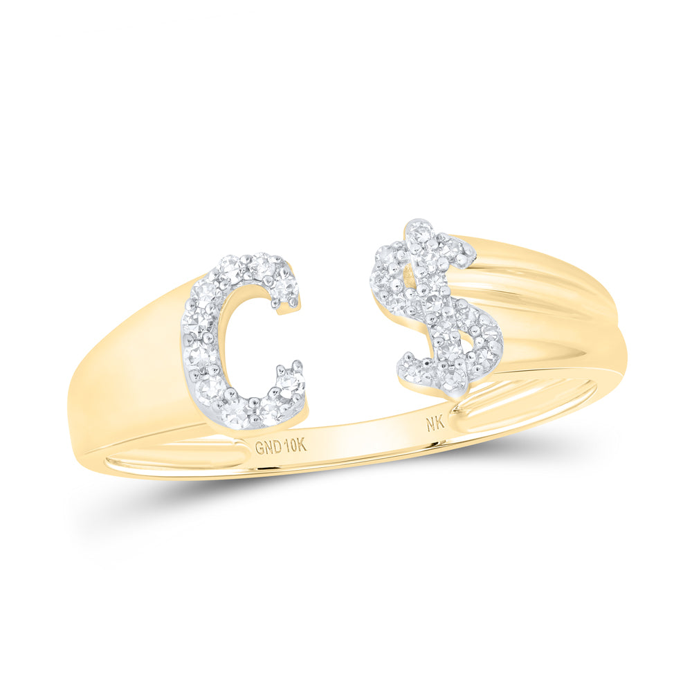 1/8Ctw-Nat Dia Nk Gift Initial "C" Ladies Dollar Ring (1.68 grams)