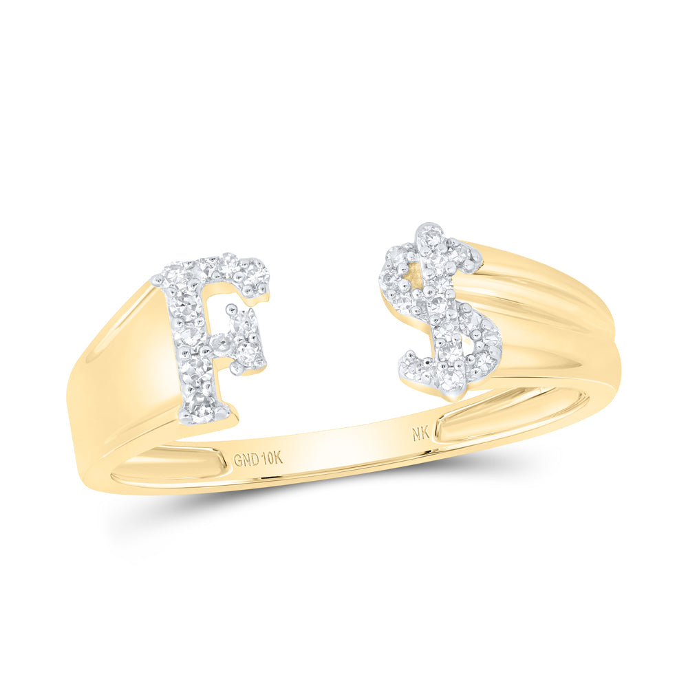 1/8Ctw-Nat Dia Nk Gift Initial "F" Ladies Dollar Ring (1.72 grams)