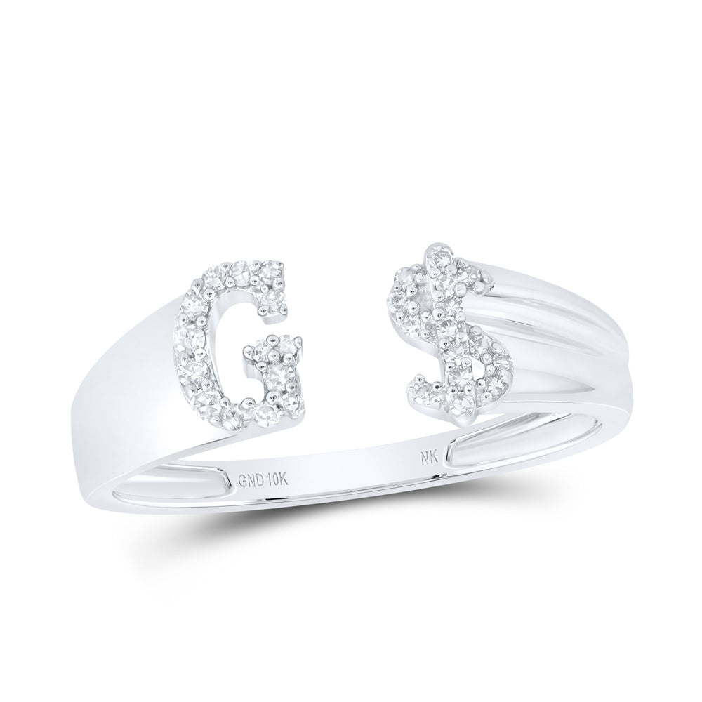 1/8Ctw-Nat Dia Nk Gift Initial "G" Ladies Dollar Ring (1.89 grams)
