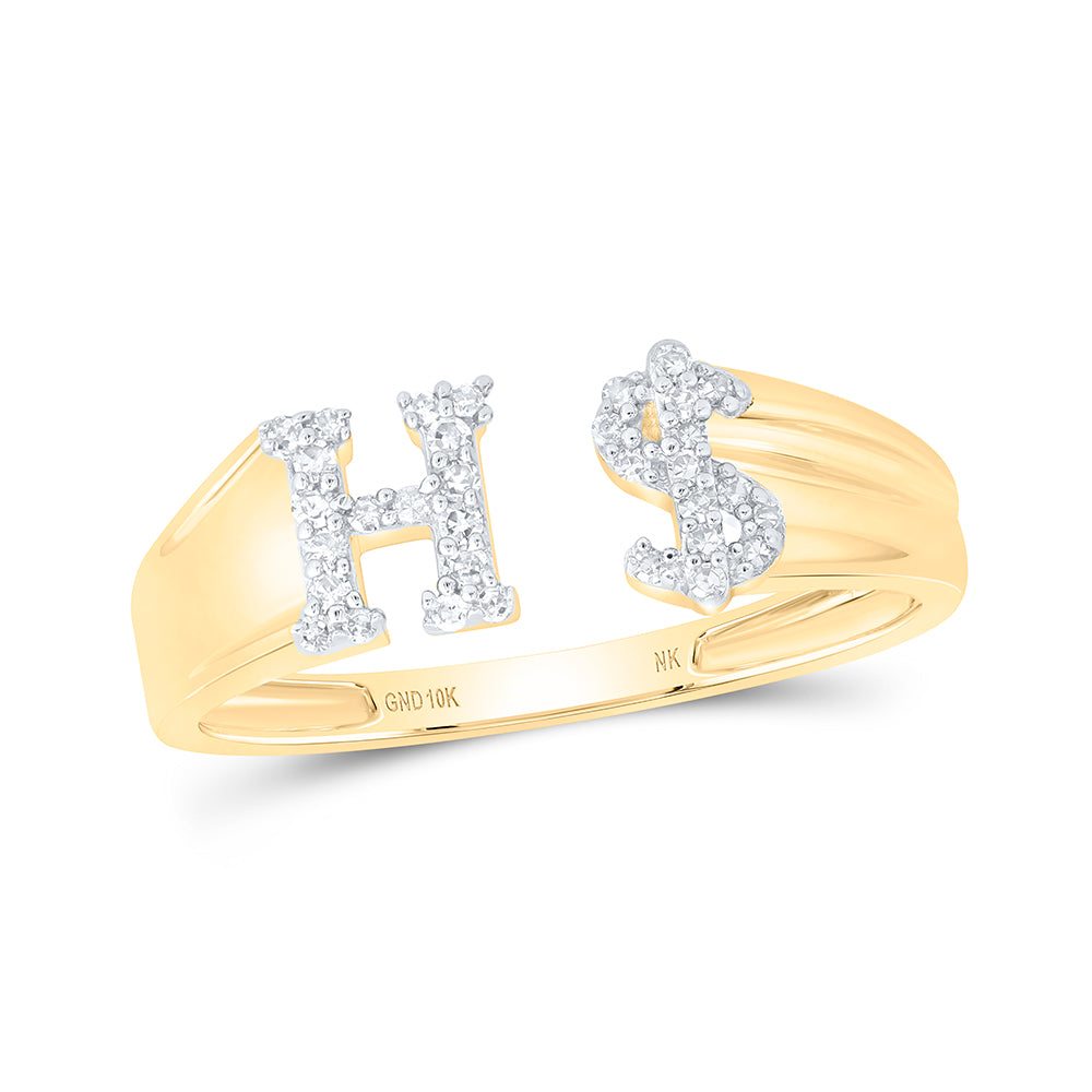 1/8Ctw-Nat Dia Nk Gift Initial "H" Ladies Dollar Ring (1.7 grams)