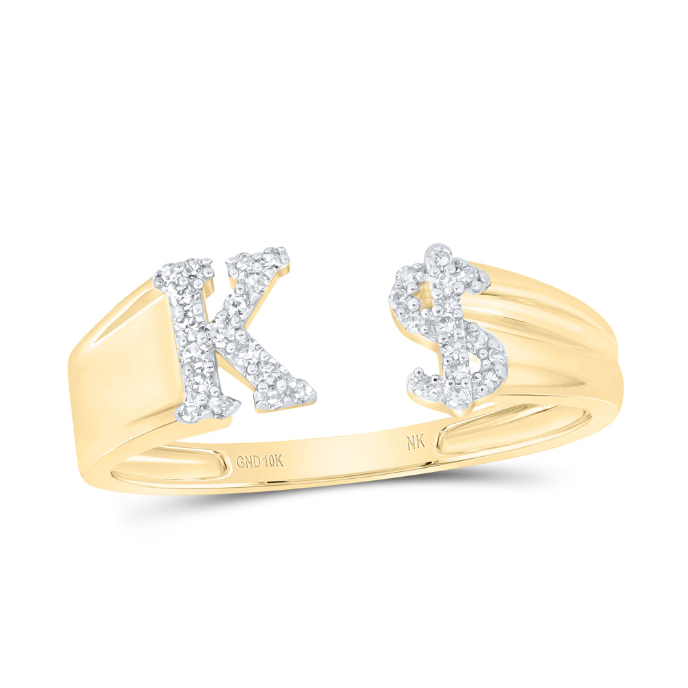 1/8Ctw-Nat Dia Nk Gift Initial "K" Ladies Dollar Ring (1.77 grams)