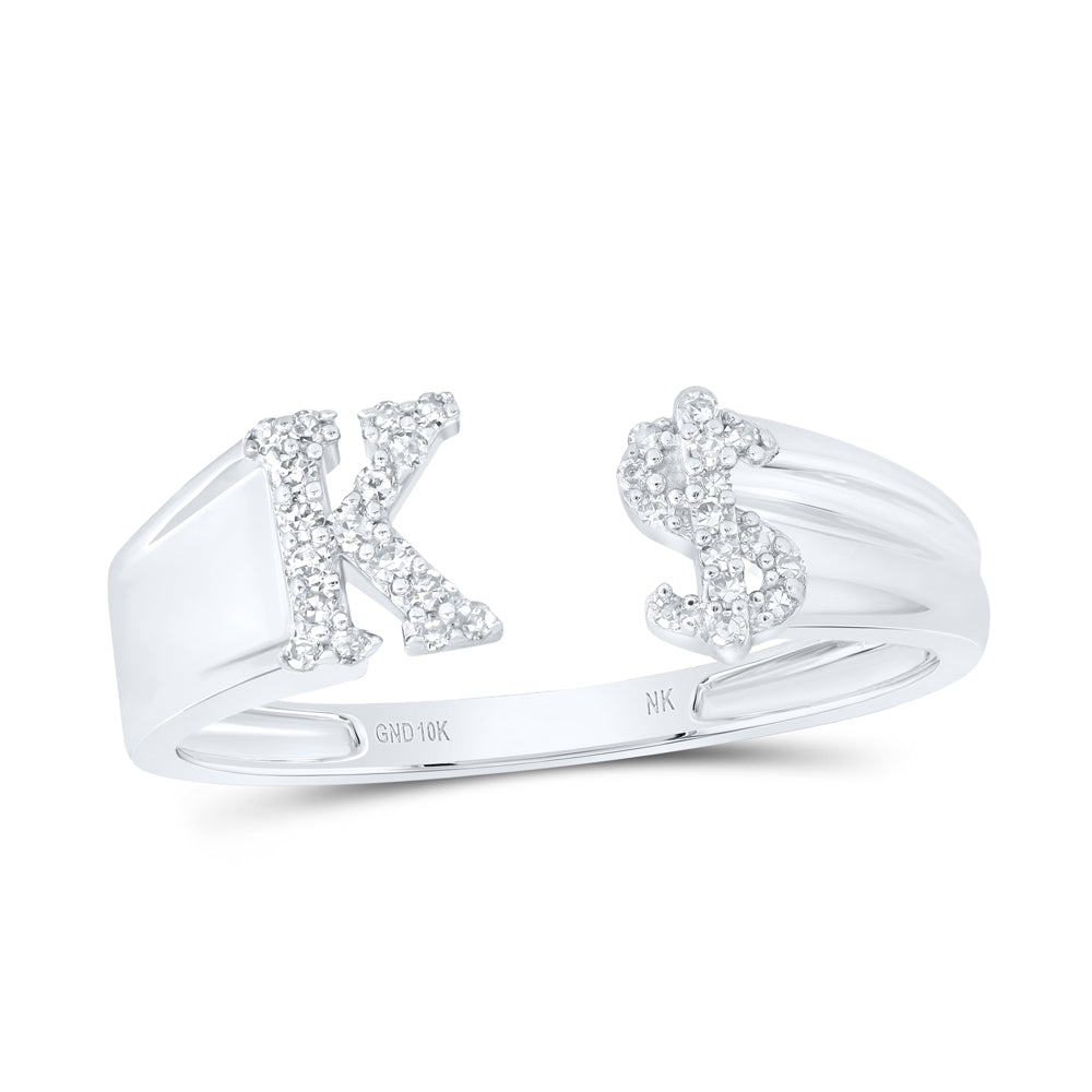 1/8Ctw-Nat Dia Nk Gift Initial "K" Ladies Dollar Ring (1.86 grams)