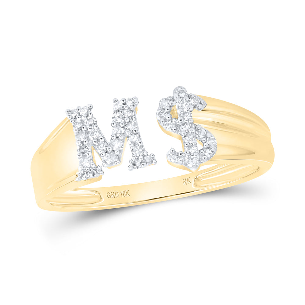 1/6Ctw-Nat Dia Nk Gift Initial "M" Ladies Dollar Ring (1.9 grams)