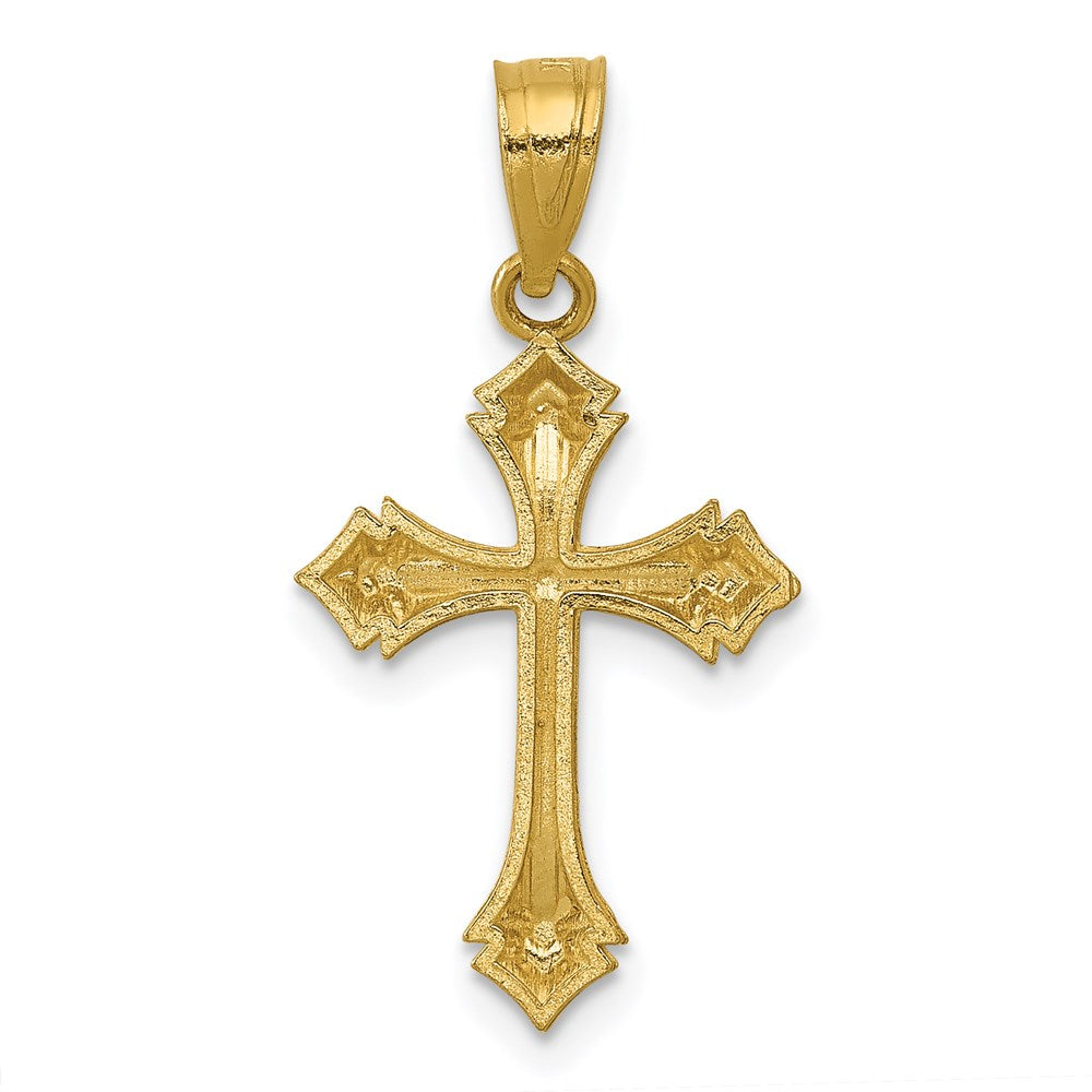 14k Yellow Gold 13 mm Diamond-cut Passion Cross Charm (0.7 grams)