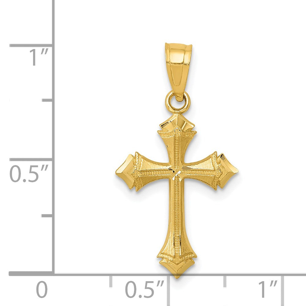 14k Yellow Gold 13 mm Diamond-cut Passion Cross Charm (0.7 grams)