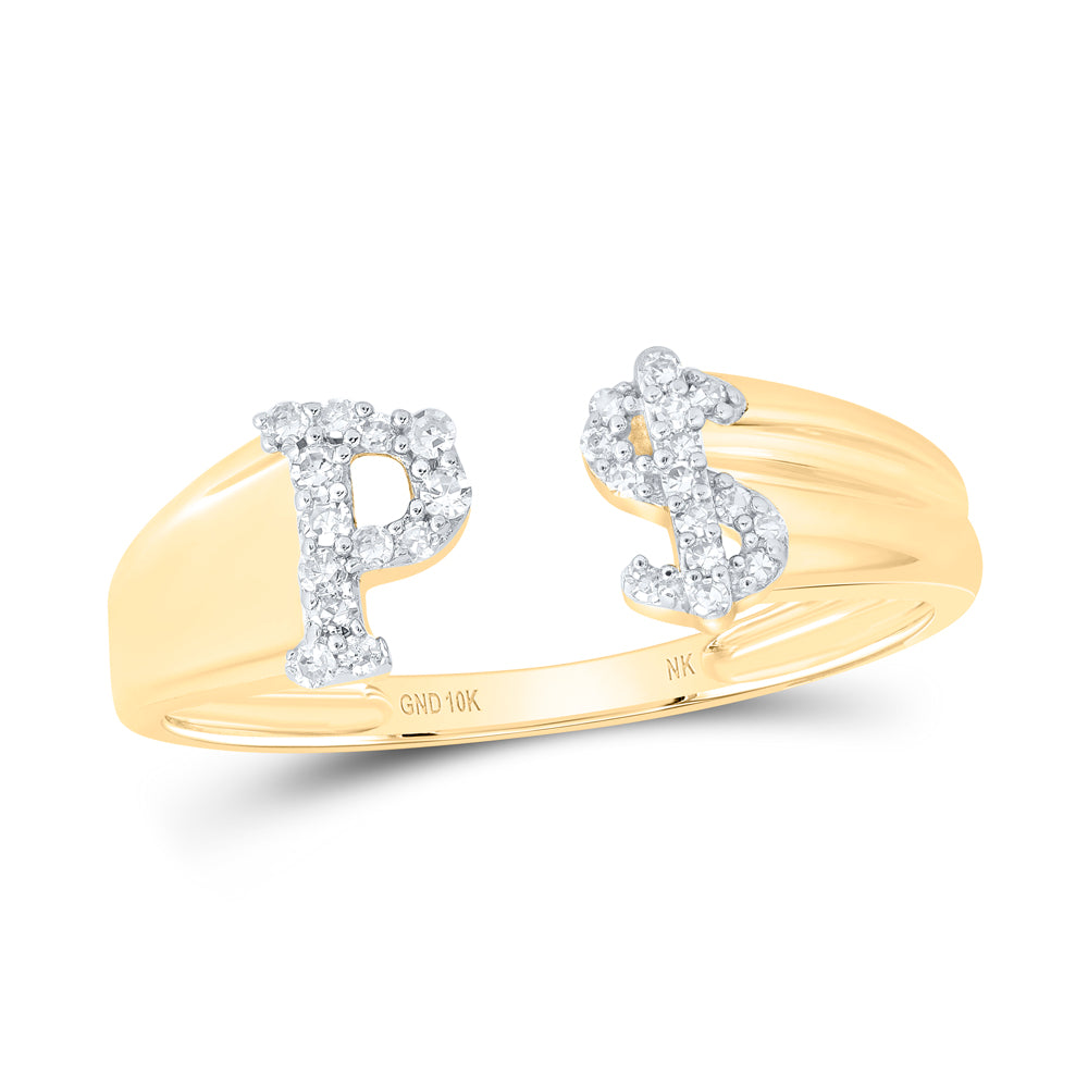 1/8Ctw-Nat Dia Nk Gift Initial "P" Ladies Dollar Ring (1.74 grams)