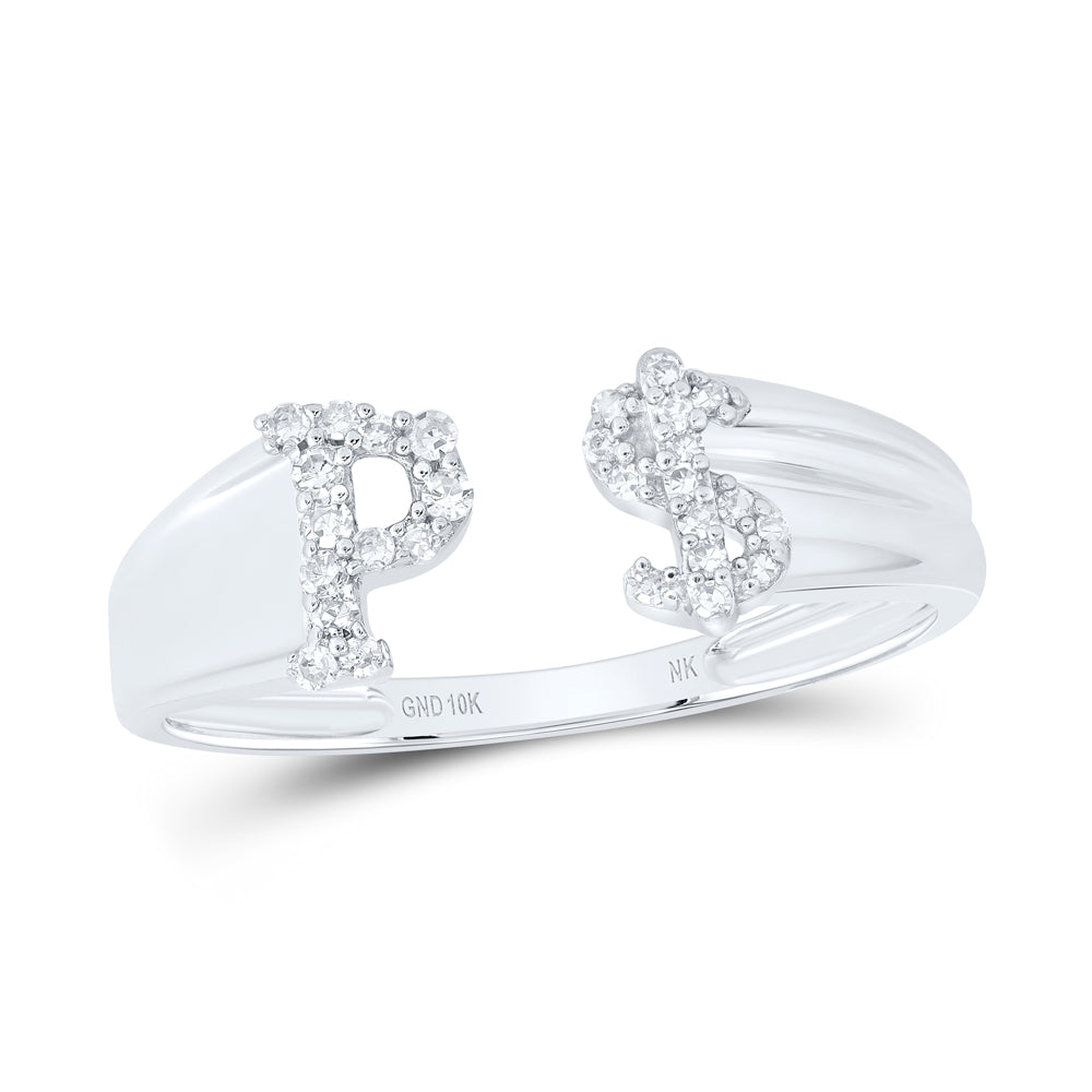 1/8Ctw-Nat Dia Nk Gift Initial "P" Ladies Dollar Ring (1.89 grams)
