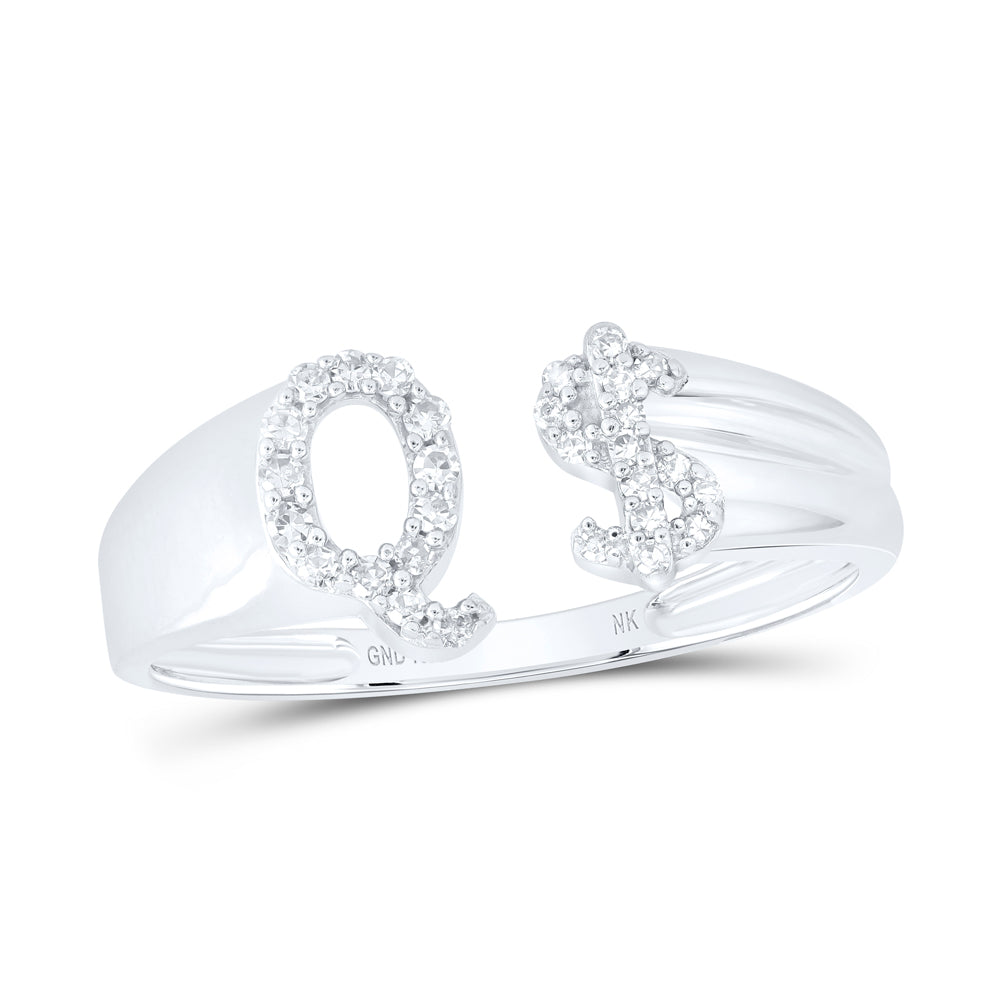 1/8Ctw-Nat Dia Nk Gift Initial "Q" Ladies Dollar Ring (1.8 grams)
