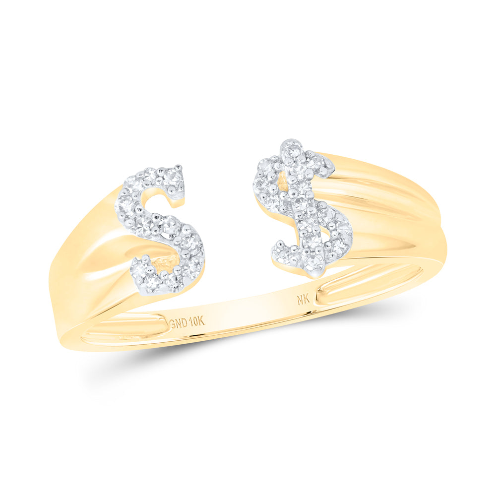 1/8Ctw-Nat Dia Nk Gift Initial "S" Ladies Dollar Ring (1.68 grams)