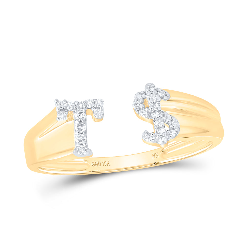 1/8Ctw-Nat Dia Nk Gift Initial "T" Ladies Dollar Ring (1.76 grams)