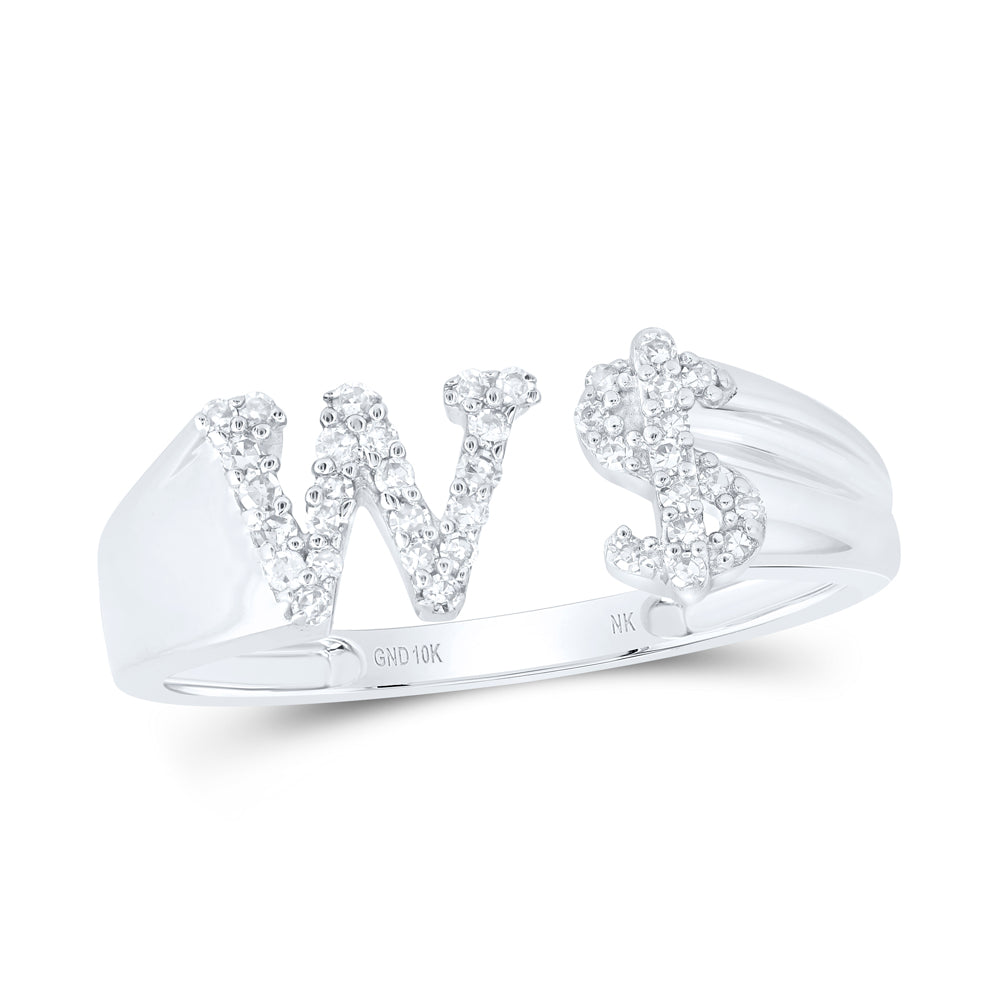 1/6Ctw-Nat Dia Nk Gift Initial "W" Ladies Dollar Ring (2.02 grams)