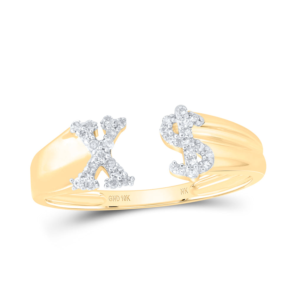 1/8Ctw-Nat Dia Nk Gift Initial "X" Ladies Dollar Ring (1.84 grams)