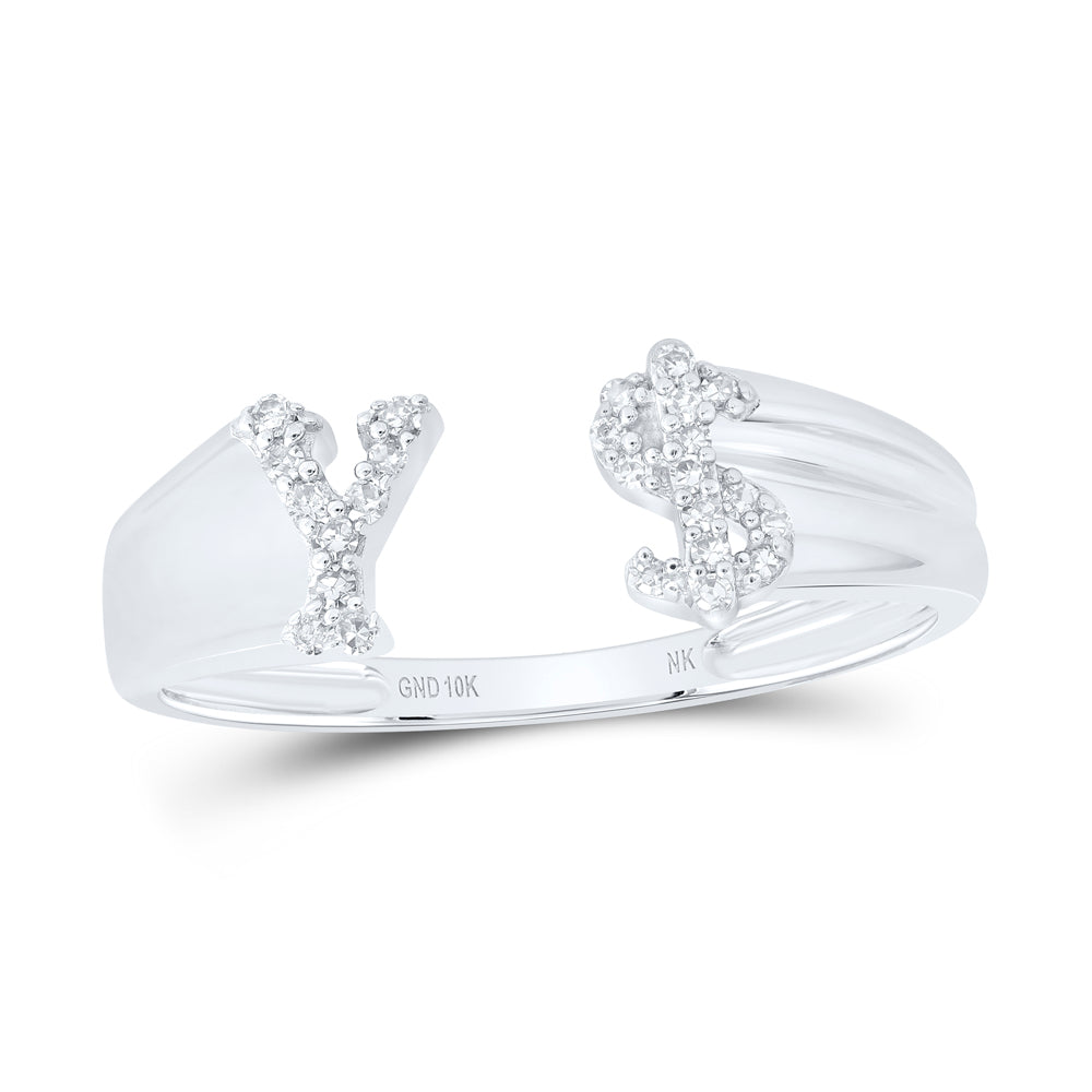 1/10Ctw-Nat Dia Nk Gift Initial "Y" Ladies Dollar Ring (1.8 grams)