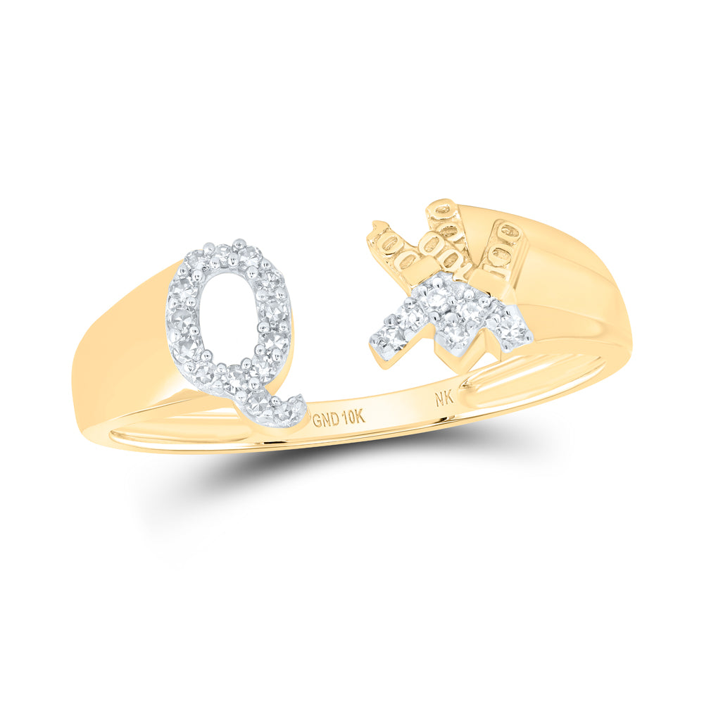 1/10Ctw-Nat Dia Nk Gift Initial "Q" Ladies Ring (1.94 grams)