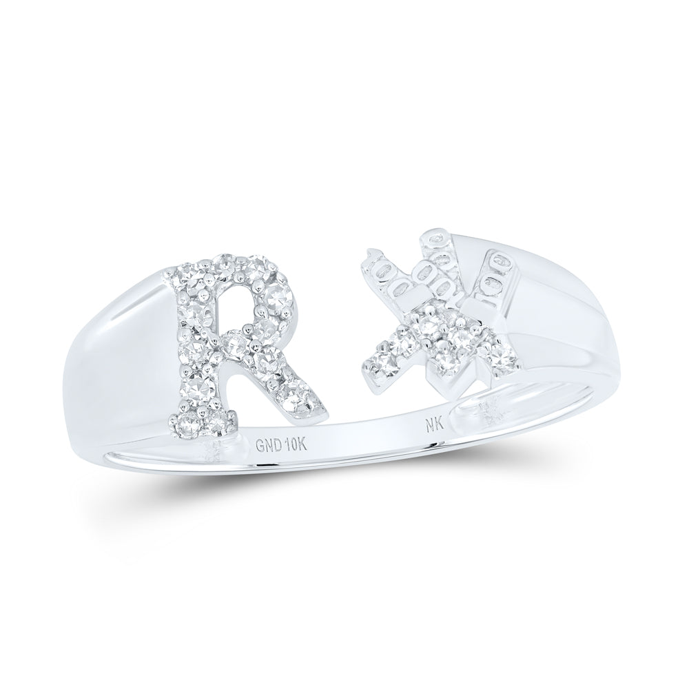 1/10Ctw-Nat Dia Nk Gift Initial "R" Ladies Ring (1.78 grams)