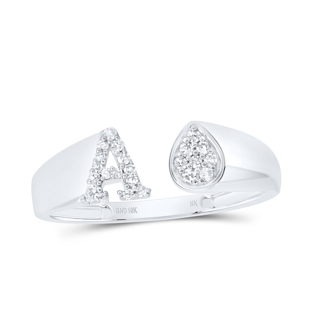 1/10Ctw-Nat Dia Nk Gift Initial "A" Pear Ladies Ring (1.65 grams)